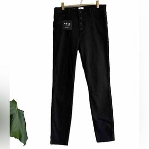 Able High Rise Skinny Button Fly Black Denim Jeans Sz. 28 NWT!